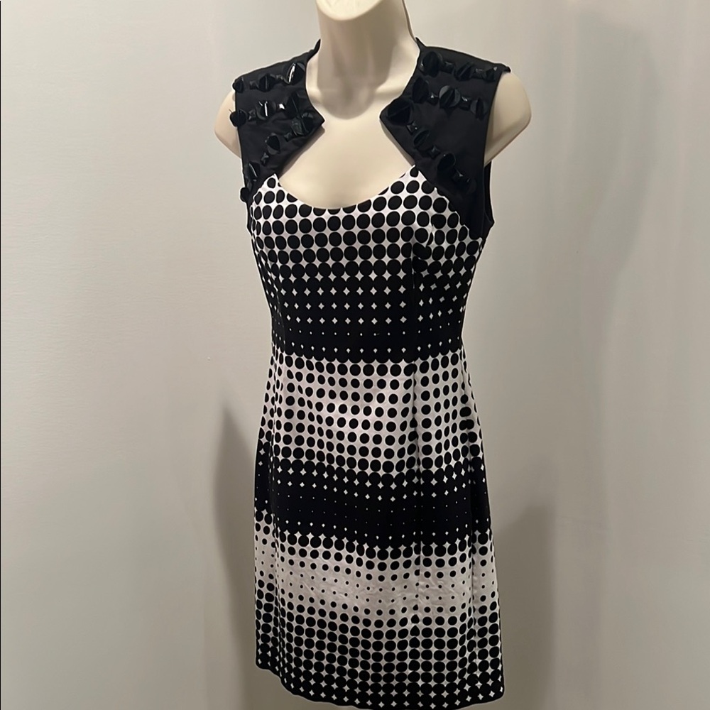 Badgely Mischa Black and White Polka Dot Embellished Dress